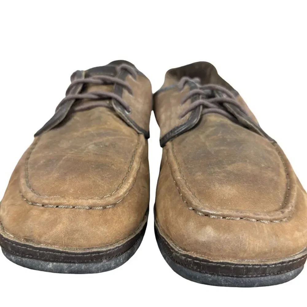 Olukai Kupa'a Kupaa Brown Suede Leather Nubuck Lace Up Drop Heel Shoes sz 11.5